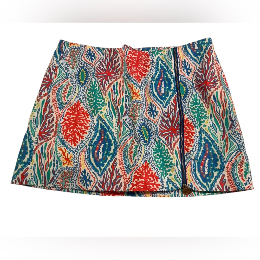 Lilly Pulitzer Auden Jarvey Skort Let Minnow Coral Front Zipper sz 6 Cotton